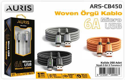 Auris CB450 6A Micro Işıklı Metal Kablo